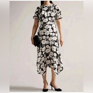 Ted Baker Abriee Black Puff Sleeve Midi Dress TB 6 US 14